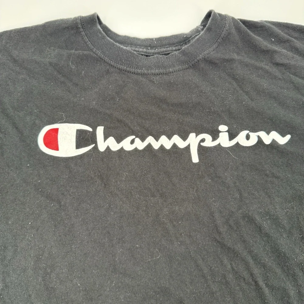 Champion Authentic Athleticwear Knit Shirt Men's Size 1XL Black Crew Neck Cotton